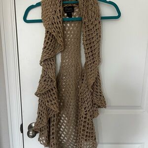 Pure Handknit Beige Open Knit Vest